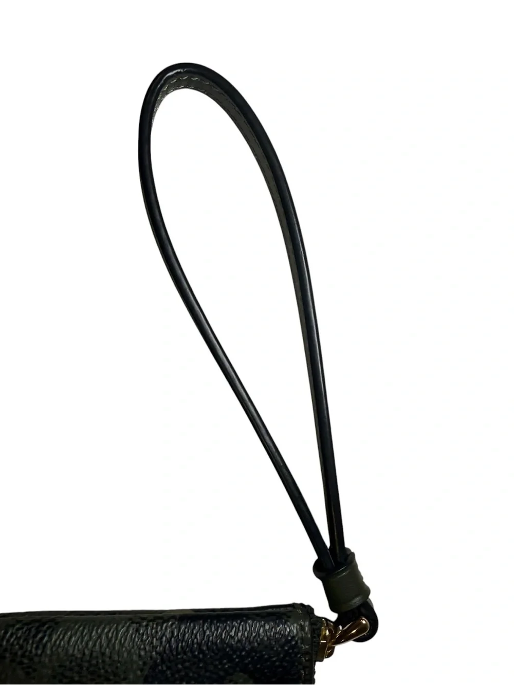 Coach Black Camo Wristlet with Gold Logo